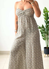 Size S-M, Beige Smocked Strap Jumpsuit