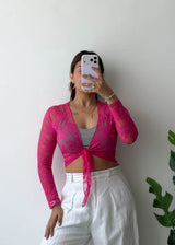 Size XS-M, Pink Sheer Tie-Up Top