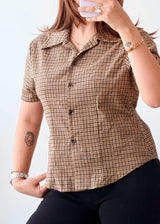 Size S-M Brown Check Shirt Top