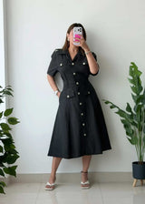 Size L, Black Utility Shirt Dress