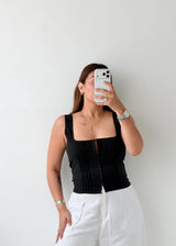 Size L-XL Black Structured Corset Top