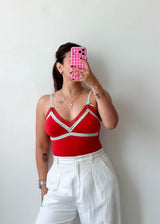 Size S-M Red Contrast Trim Cami Top