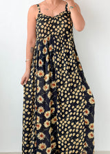 Size M-L Black Floral Maxi Dress