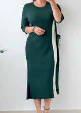 Size L-XL Emerald Green Ribbed Midi Dress