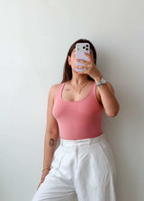Size XS-S Dusty Pink Scoop Neck Bodysuit
