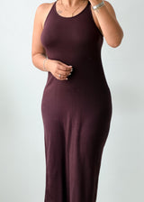 Size S-M Chocolate Brown Ribbed Maxi Dress