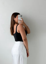 Size XS-S Black Ruched Tank Bodysuit