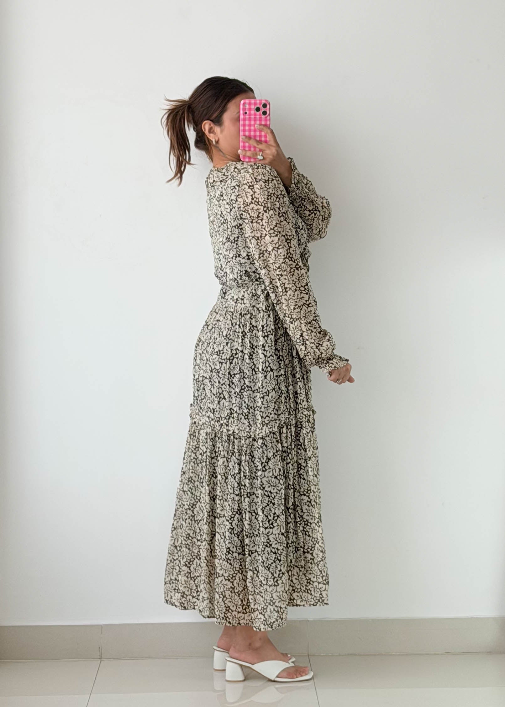 Size S-M Black Floral Wrap Maxi Dress