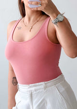Size XS-S Dusty Pink Scoop Neck Bodysuit