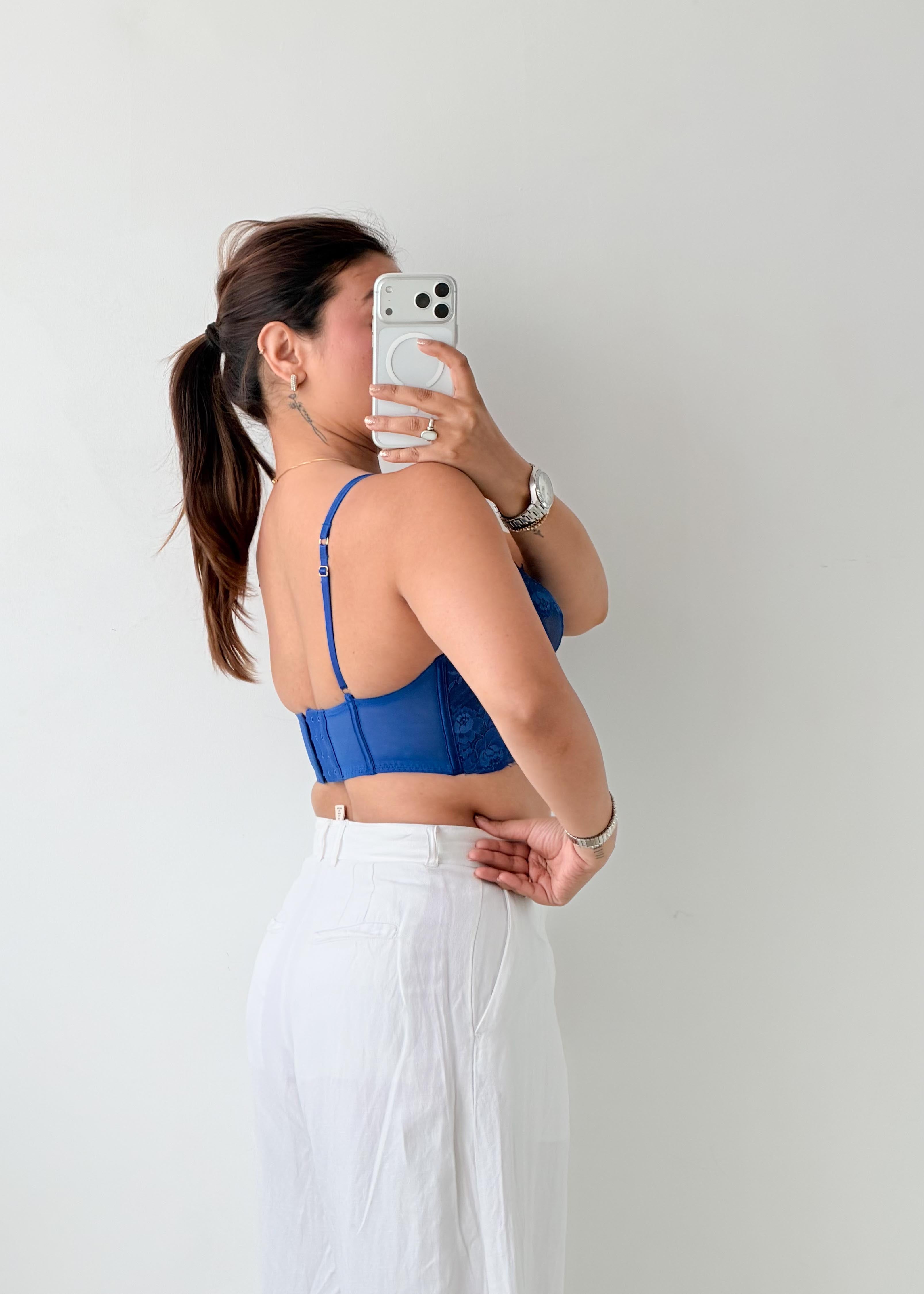 Size S Royal Blue Lace Corset Top