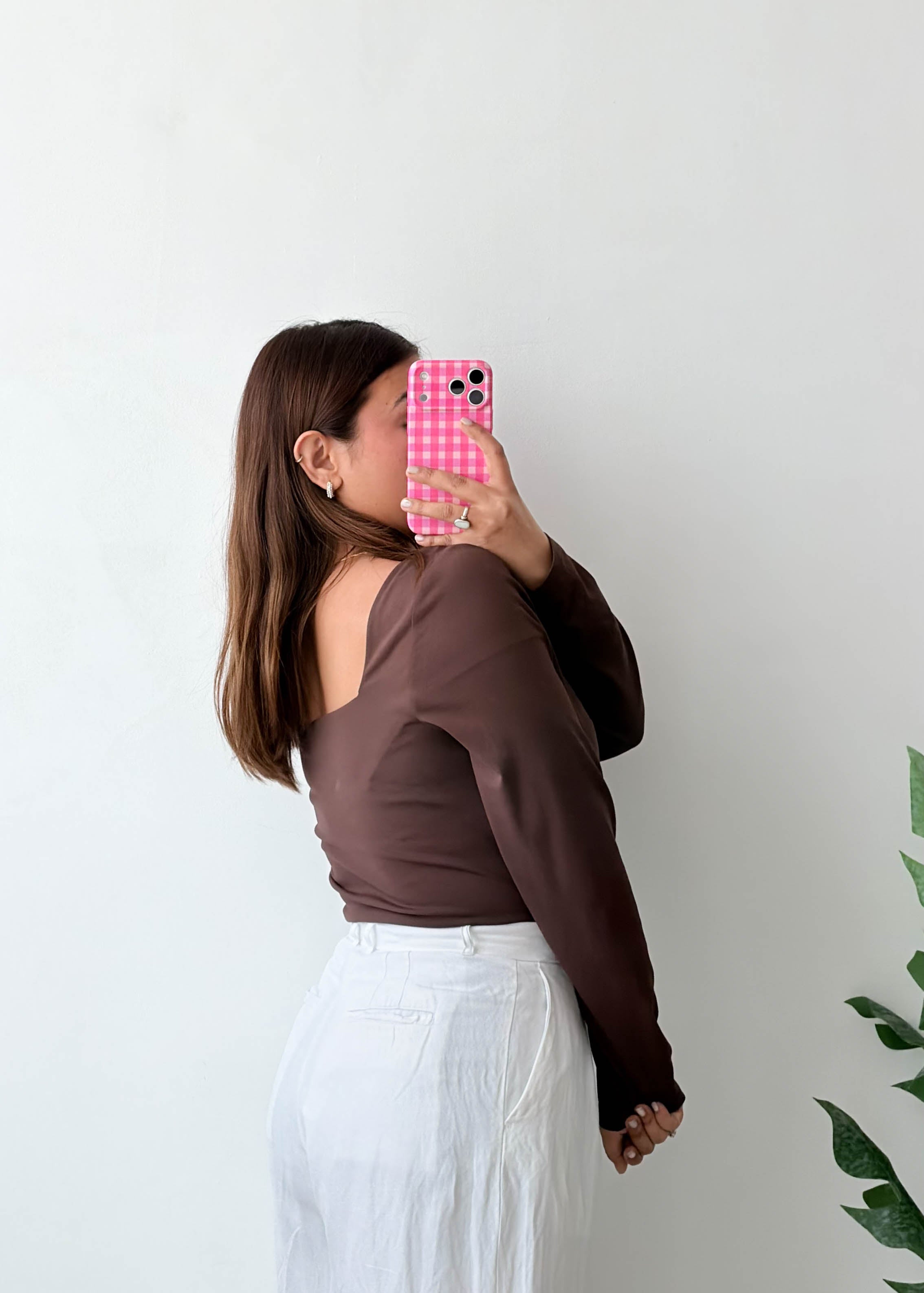 Size 2XL Chocolate Square Neck Bodysuit