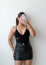 Size XS-S Black Minimal Strap Bodysuit