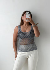 Size XS-S Grey Crochet Knit Tank Top