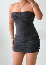 Size XS-S Charcoal Ruched Mini Dress