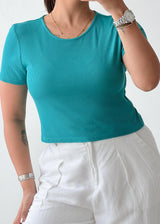 Size M-L Teal Basic Crop Top
