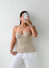 Size M-L Beige Lace Bustier Top
