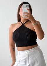 Size XS-S Black Halter Crochet Top