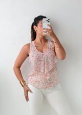 Size XS-S Pink Floral Ruffle Tank Top