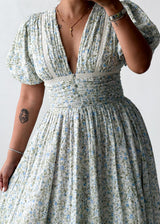 Size XS-S White Floral Print Midi Dress