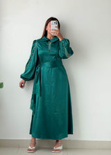 Size S-M Teal Green Satin Maxi Dress