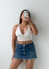 XS-S White Crochet Halter Top