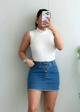 Size M-L, White High Neck Sleeveless Top - Closet by Payal