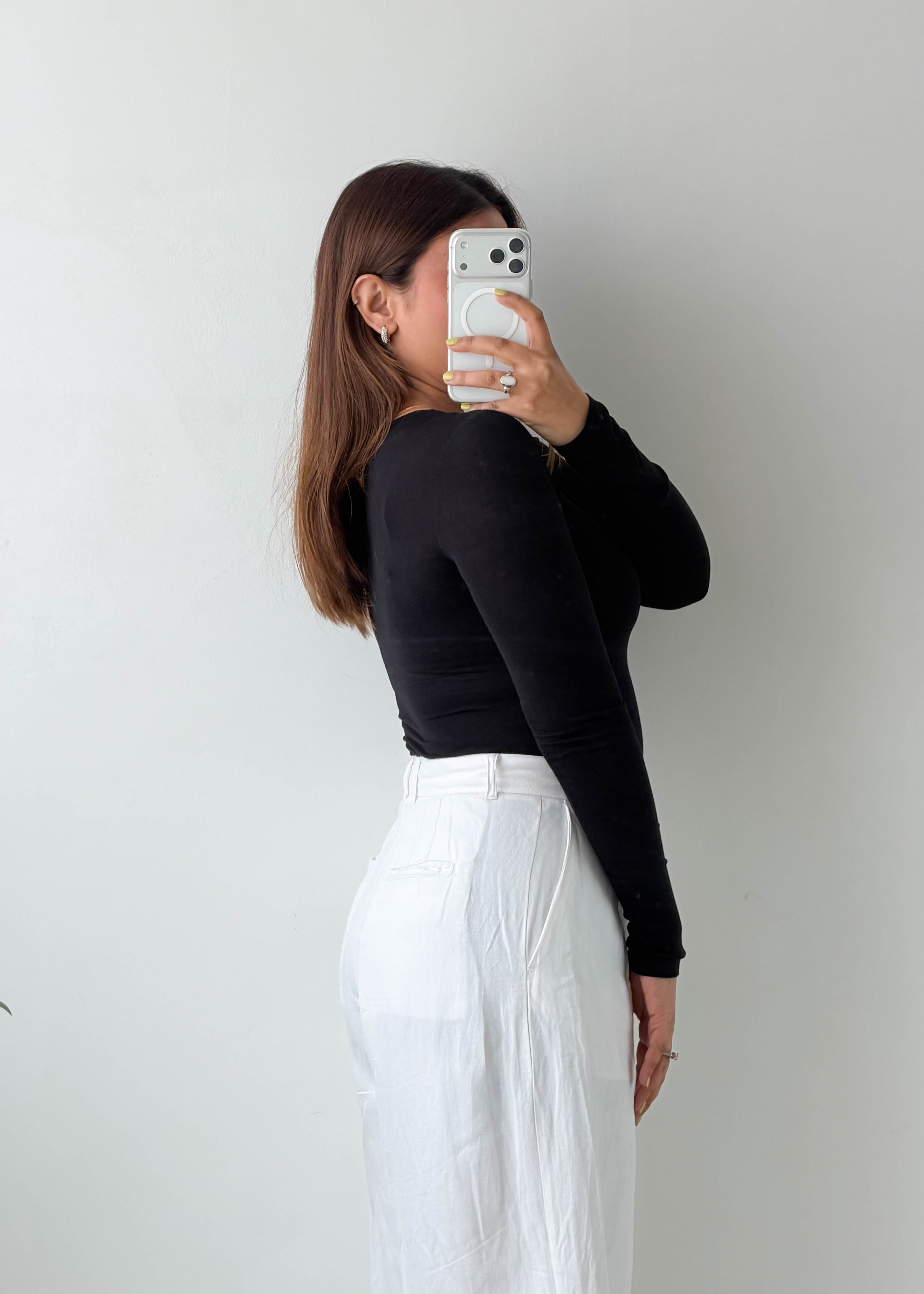 Size XS-S Black Crew Neck Bodysuit
