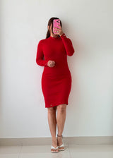 Size S-M Red Long Sleeve Bodycon Dress