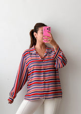 Size M-L Multicolor Striped Button-Down Shirt