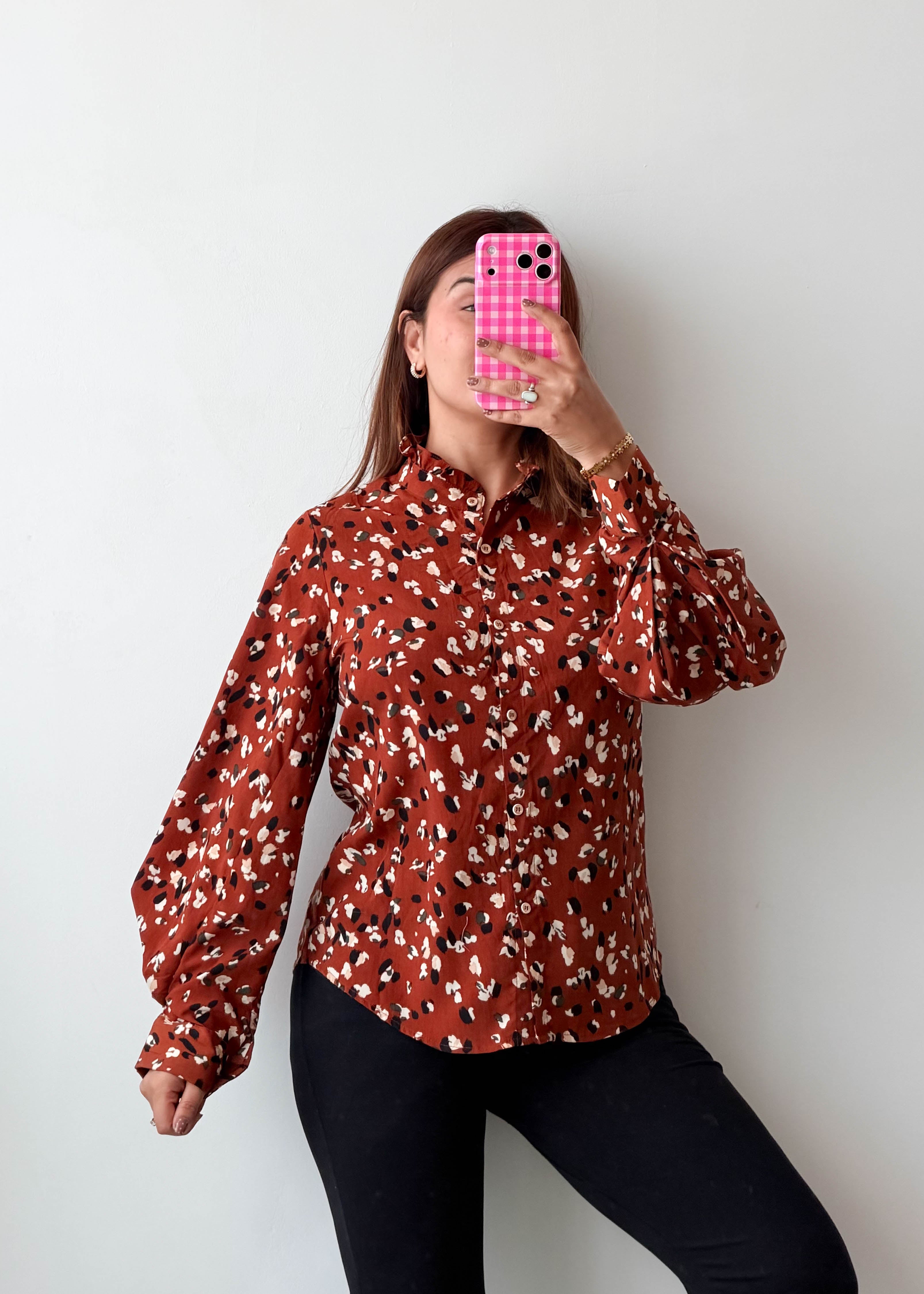 Size S-M Rust Animal Print Shirt Top
