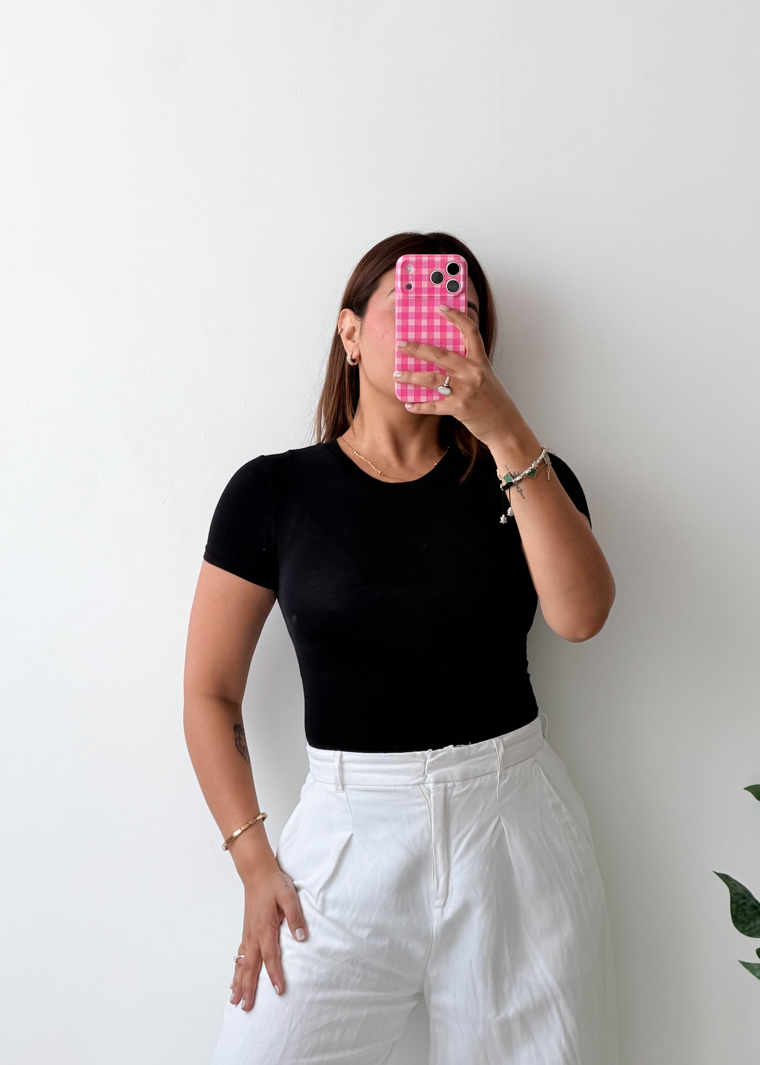 Size XS-S Black Crew Neck Bodysuit