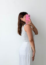 Size S-M White Polka Dot High Neck Bodysuit
