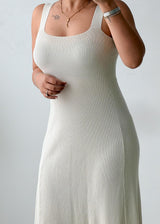 Size S-M Ivory Ribbed Knit Midi Dress