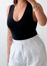 Size S-M Black Deep V-Neck Bodysuit