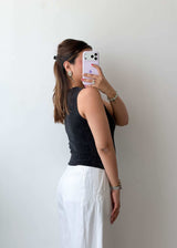 Size S-M Black Keyhole Sleeveless Top