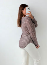 Size XS-S Taupe Printed Wrap Blouse