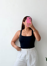 Size M Black Square Neck Bodysuit