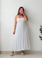 Size L White Smocked Maxi Dress