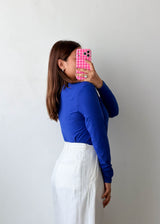Size L-XL Royal Blue V-Neck Long Sleeve Bodysuit