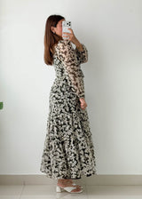 Size XS to L Black Floral Printed Maxi Dress
