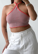 Size S-M Pink Crochet Halter Top
