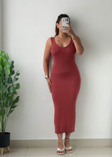 Size S-M Rust Ribbed Maxi Dress