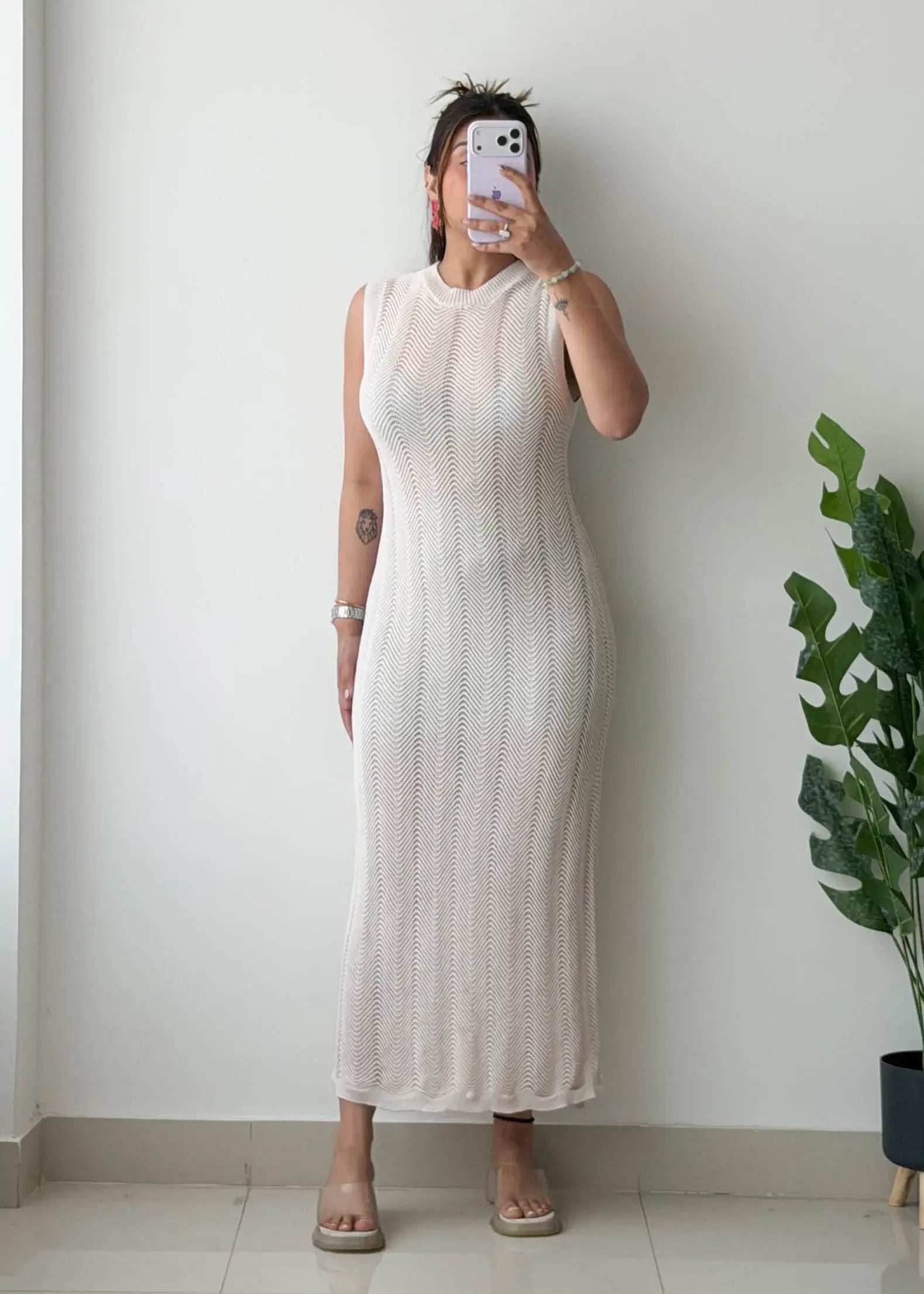Size S-M, Cream Crochet Maxi Dress