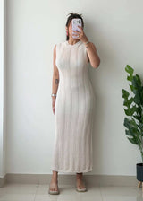 Size S-M, Cream Crochet Maxi Dress