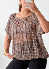 Size M-L Brown Geometric Balloon Top