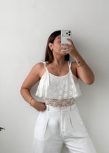 Size S-M White Lace Layered Cami Bodysuit