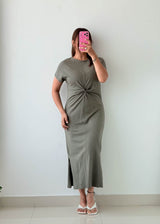 Size S-M Sage Twist Front Maxi Dress