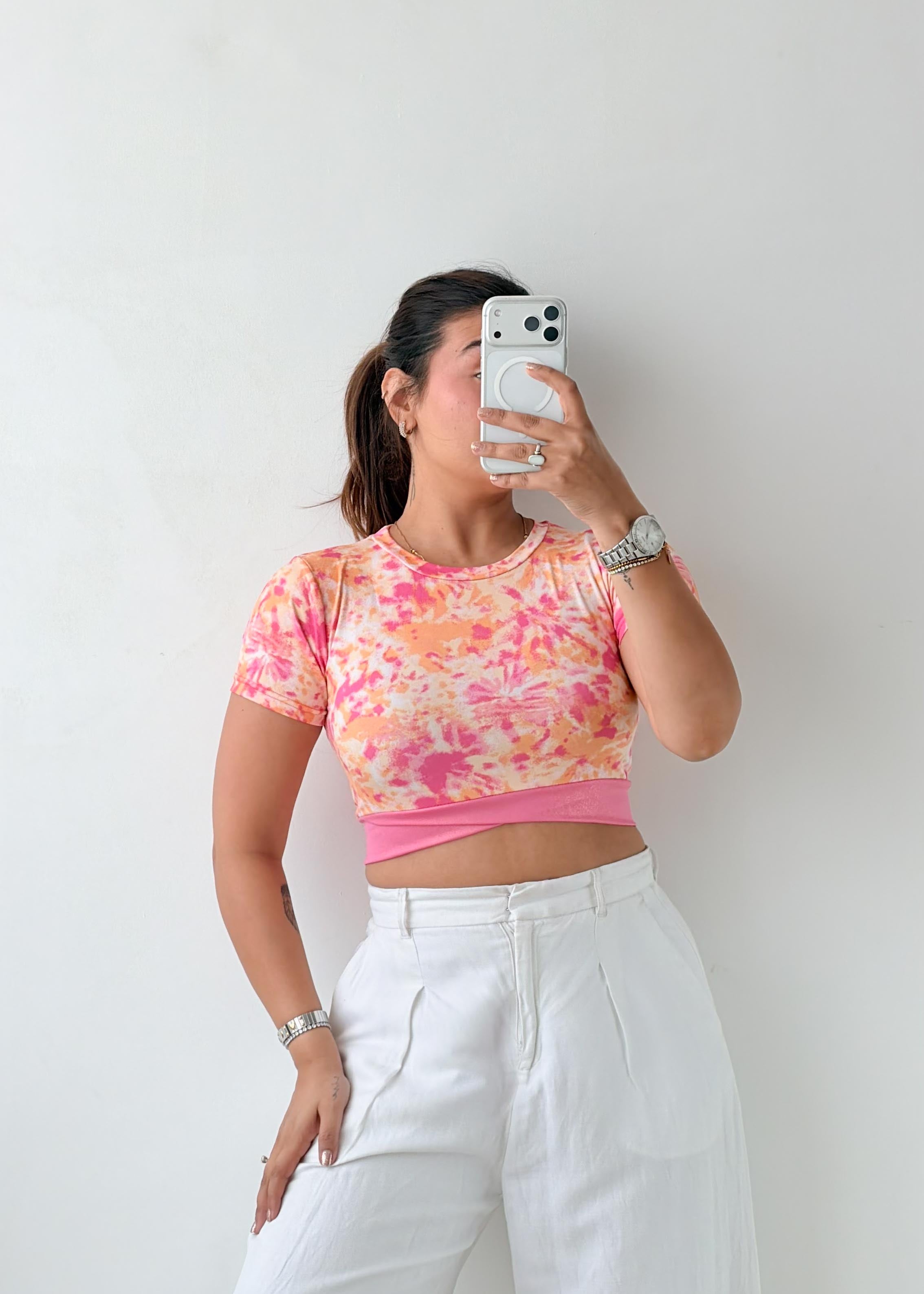 Size XS-S Pink Floral Crop Top