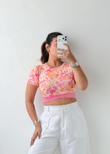 Size XS-S Pink Floral Crop Top