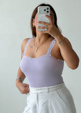 Size XS-S Lavender Lace Trim Bodysuit